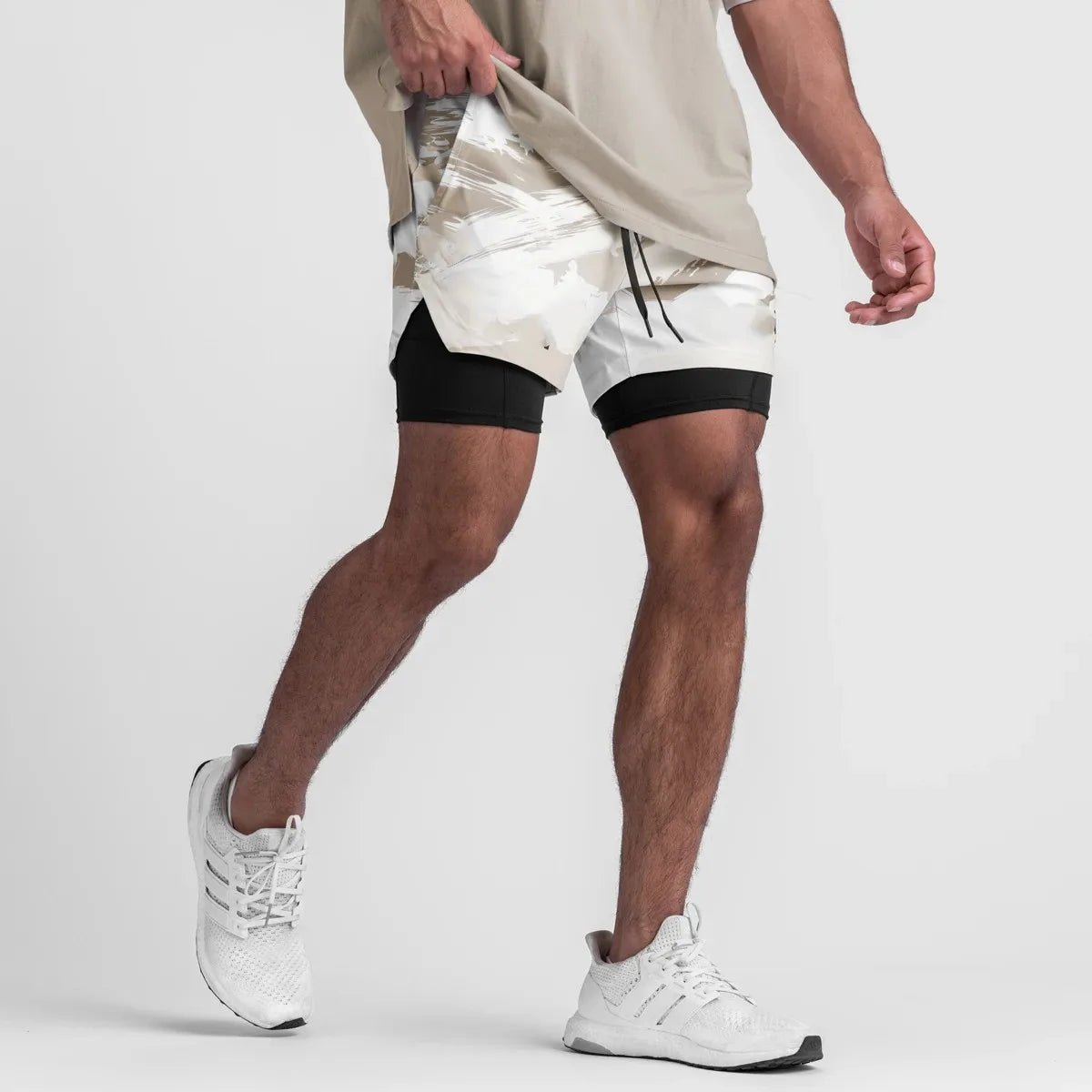 2 in 1 Athletic Jogging Compressed Active Shorts For Men's Fitness - Allen - Fitness