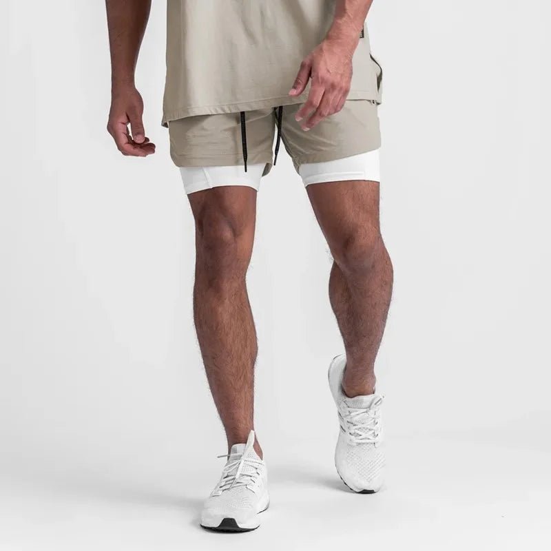 2 in 1 Athletic Jogging Compressed Active Shorts For Men's Fitness - Allen - Fitness