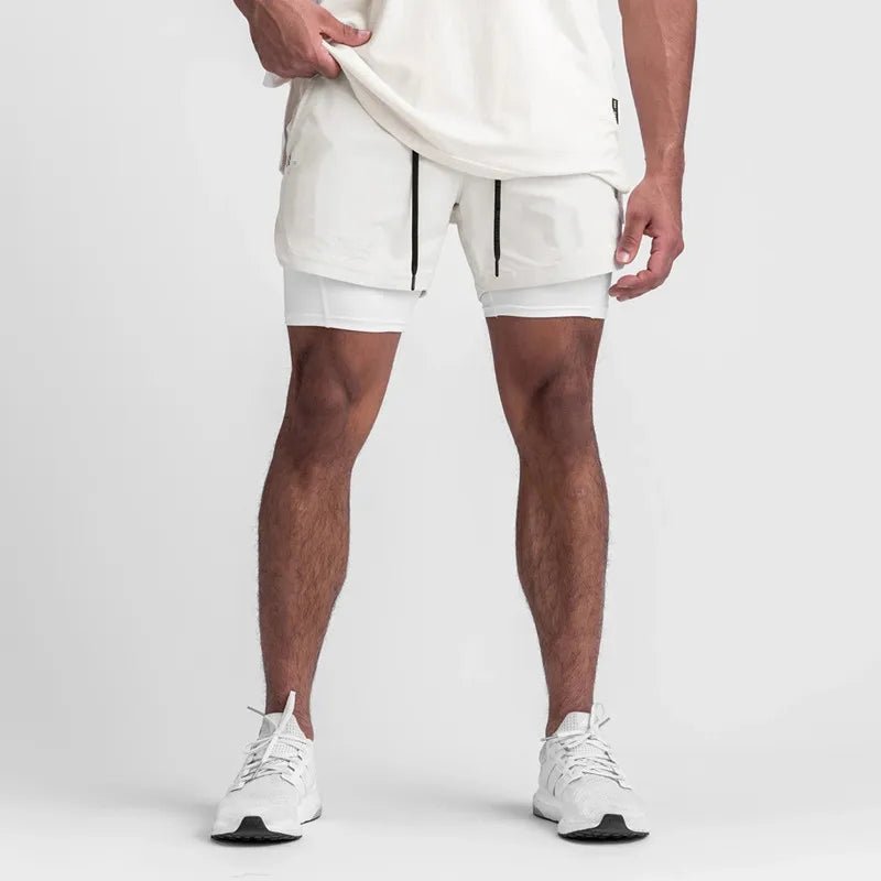 2 in 1 Athletic Jogging Compressed Active Shorts For Men's Fitness - Allen - Fitness