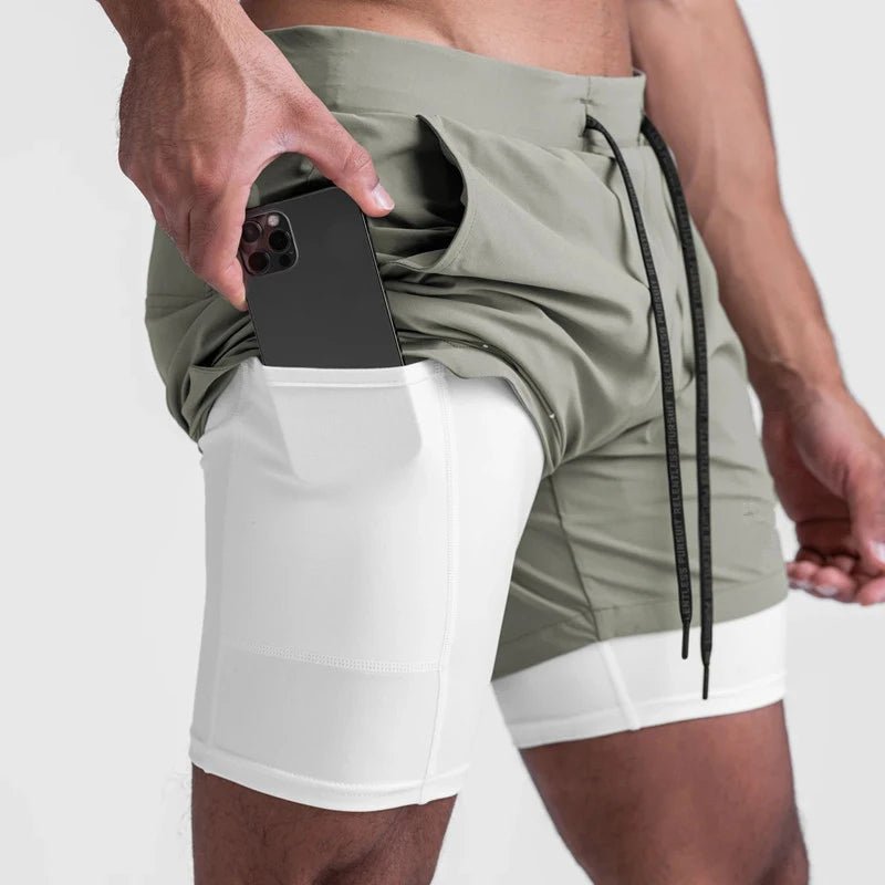 2 in 1 Athletic Jogging Compressed Active Shorts For Men's Fitness - Allen - Fitness