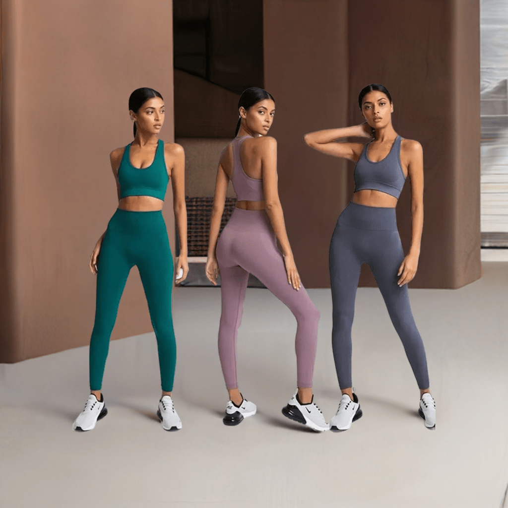 2 piece set 12 colours push up yoga bra high quality high waist leggings set - Allen - Fitness