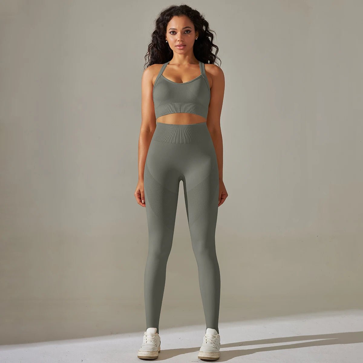 2Pcs Cross Bra Workout Running Yoga Leggings Set Gym Wear for Women - Allen - Fitness
