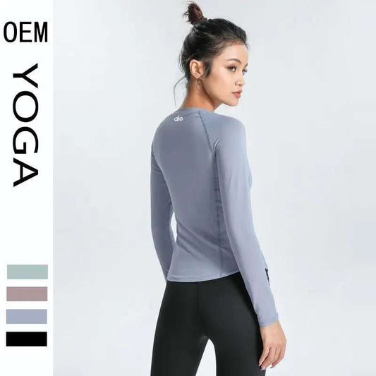 ALO Yoga Long-Sleeved Top for Women - Breathable Slim Fit Sports Fitness Clothes in Multiple Colors - Allen-Fitness