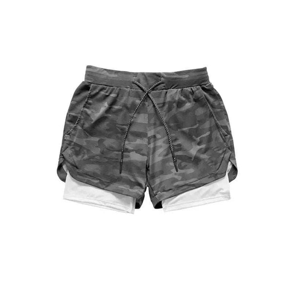 Camo Jogging Workout Shorts for Men - 2-in-1 Design, Quick Dry.