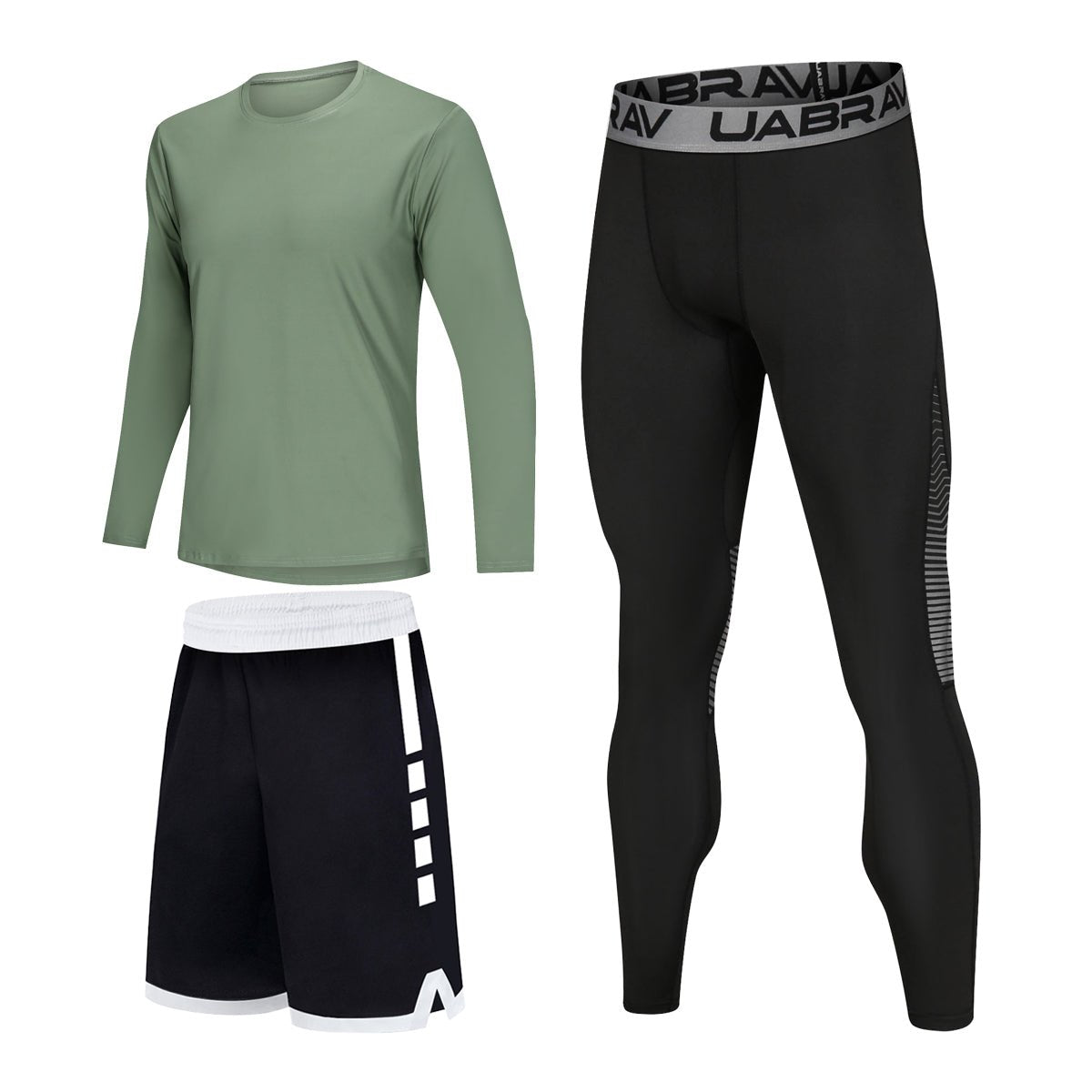 High elastic quick-drying light fabric sportswear compression sports leggings fitness tracksuit men training set soccer clothing - Allen Fitness