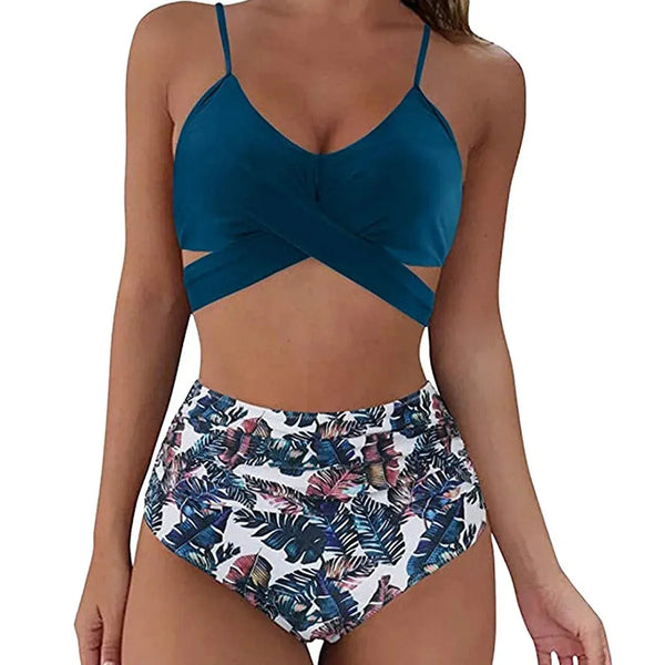 Summer Sexy High Waist 2 Piece Swimsuit for Women - Flattering Design, Quick-Drying Fabric