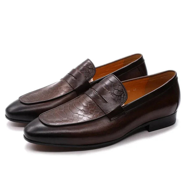 Genuine Leather Men's Loafer Dressing Shoes - Italian Style, Cow Leather, Multiple Colors - Sizes 38-46 or Customized - Allen-Fitness