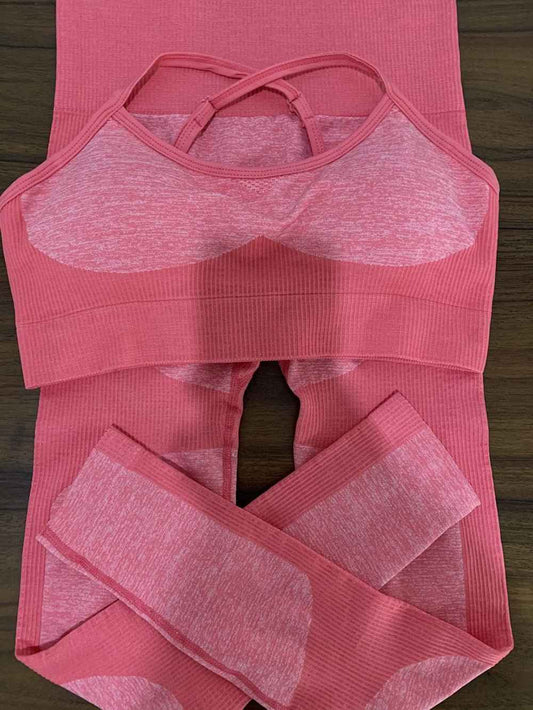 Women's Compression Yoga Leggings and Sports Bra Set