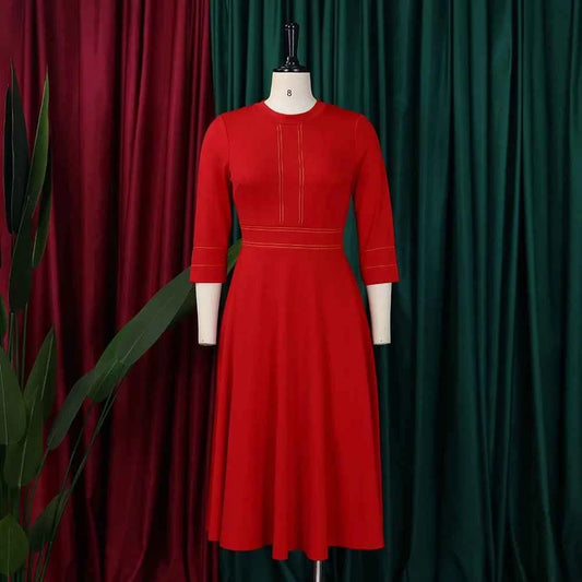 Latest Design Elegent Fall Dress Stand Neck 3 Quarter Sleeve A-line Party Dresses Women African Dresses For Women Clothing