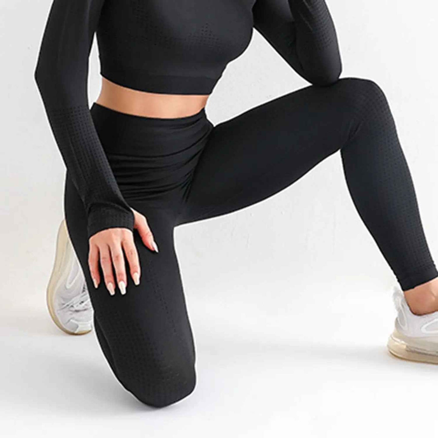 Seamless High Waist Yoga Pants with Energy Dotted Pattern