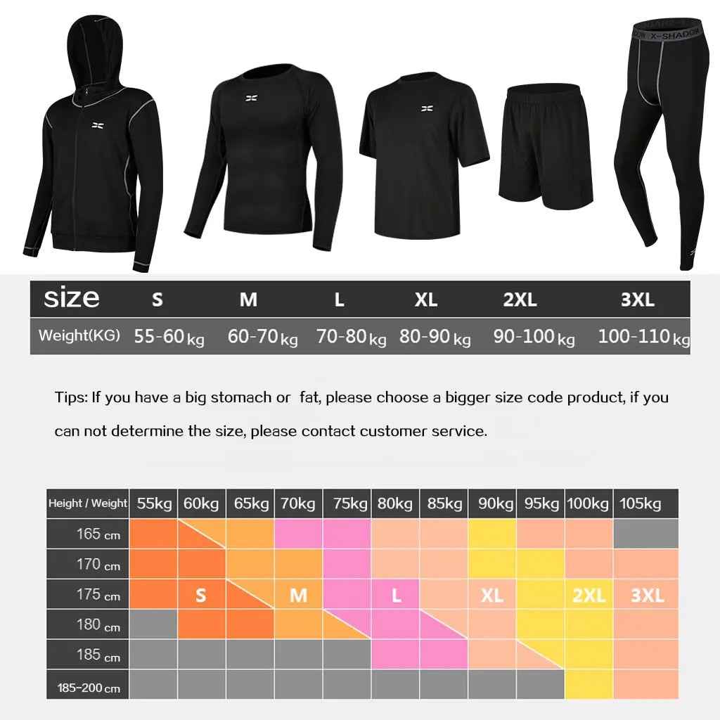 Men Gym Fitness Compression Sports Suit Clothes Running Jogging Sport Wear Exercise Workout Tights