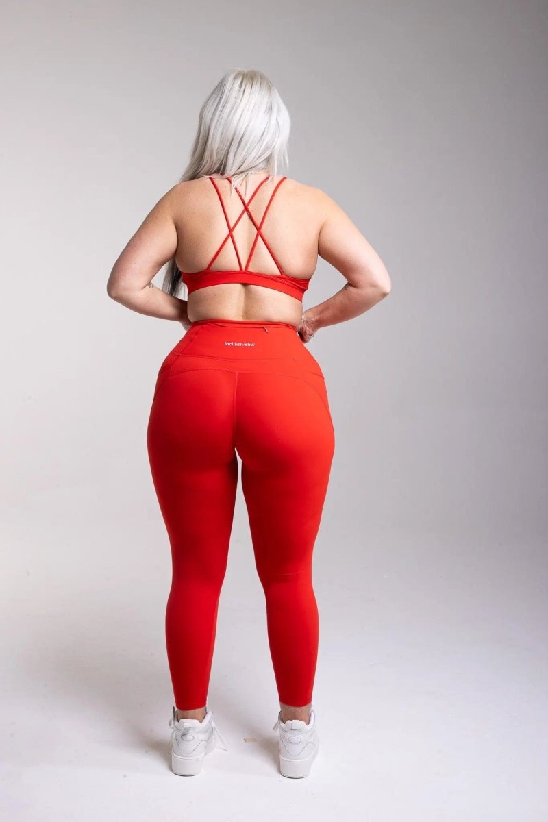 Active Red Leggings with Pockets - Allen - Fitness