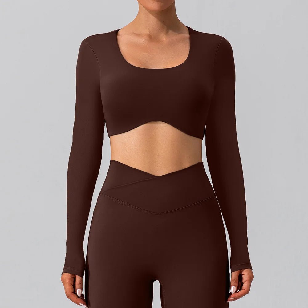 Backless Yoga Sport Bras Long Sleeve Fitness T Shirt Women Breathable Tops - Allen - Fitness