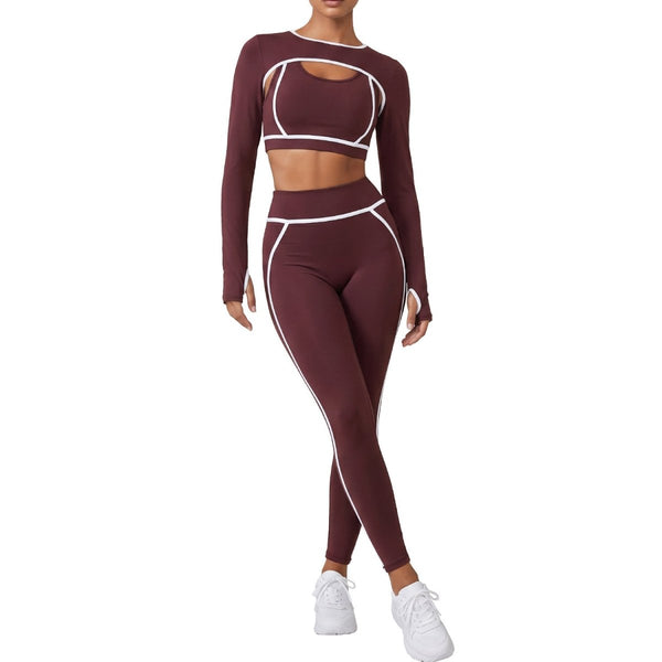 Bare-Feel Yoga Workout Set for Women, High-End Crop Top with Shockproof Sports Bra and Running Leggings Set - Premium Fitness & Activewear for Men & Women|UK