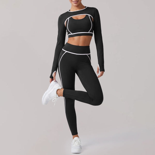 Bare-Feel Yoga Workout Set for Women, High-End Crop Top with Shockproof Sports Bra and Running Leggings Set - Premium Fitness & Activewear for Men & Women|UK