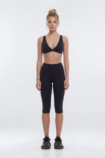 ButterSoft Low V Neck Sports Bra - Black
