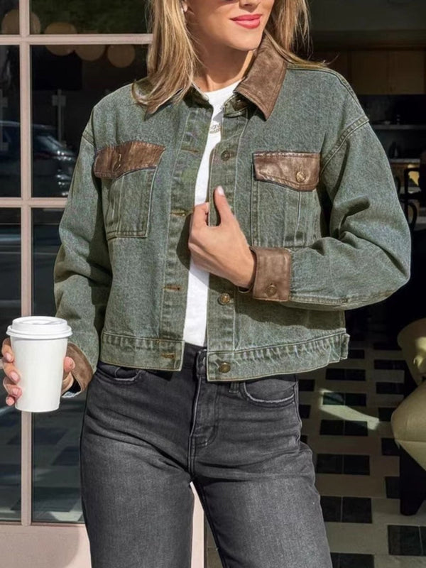 Button Up Chest Pockets Denim Jacket - Allen Fitness | Running Shoes, Leggings & Activewear UK