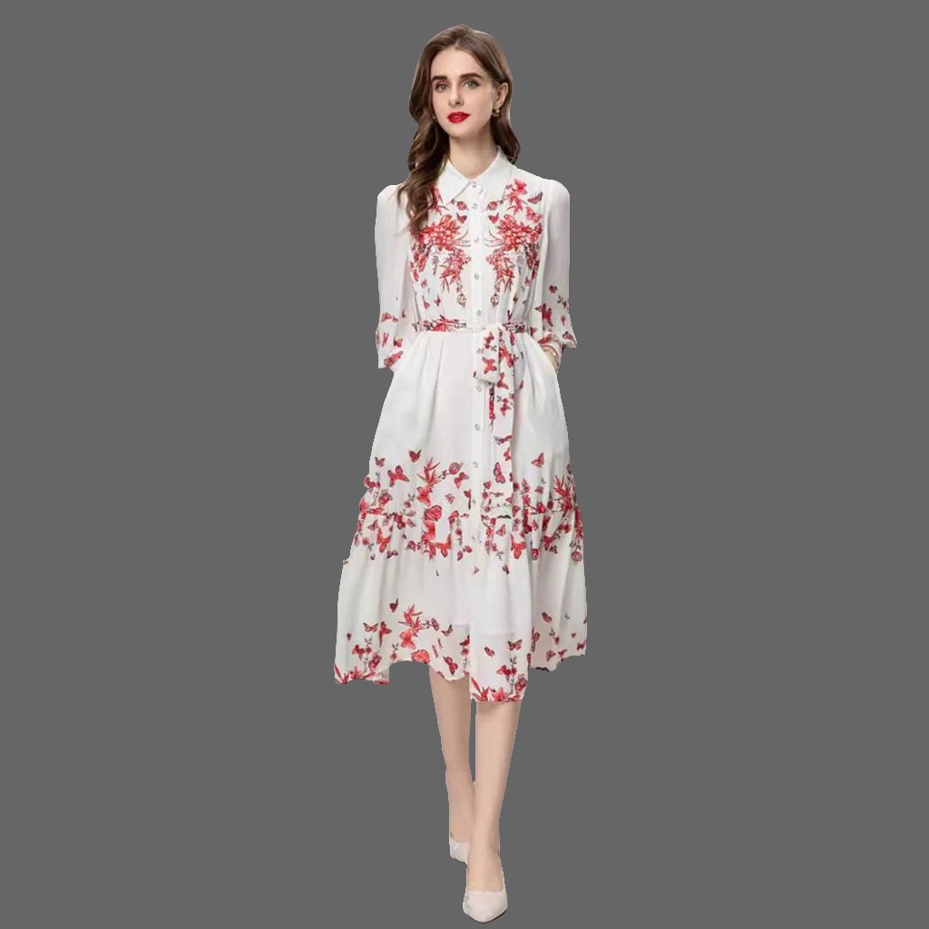 Colorful Floral Lace - Up Dress with Beads and Long Sleeves, Ideal for Heavy Industry - Allen - Fitness