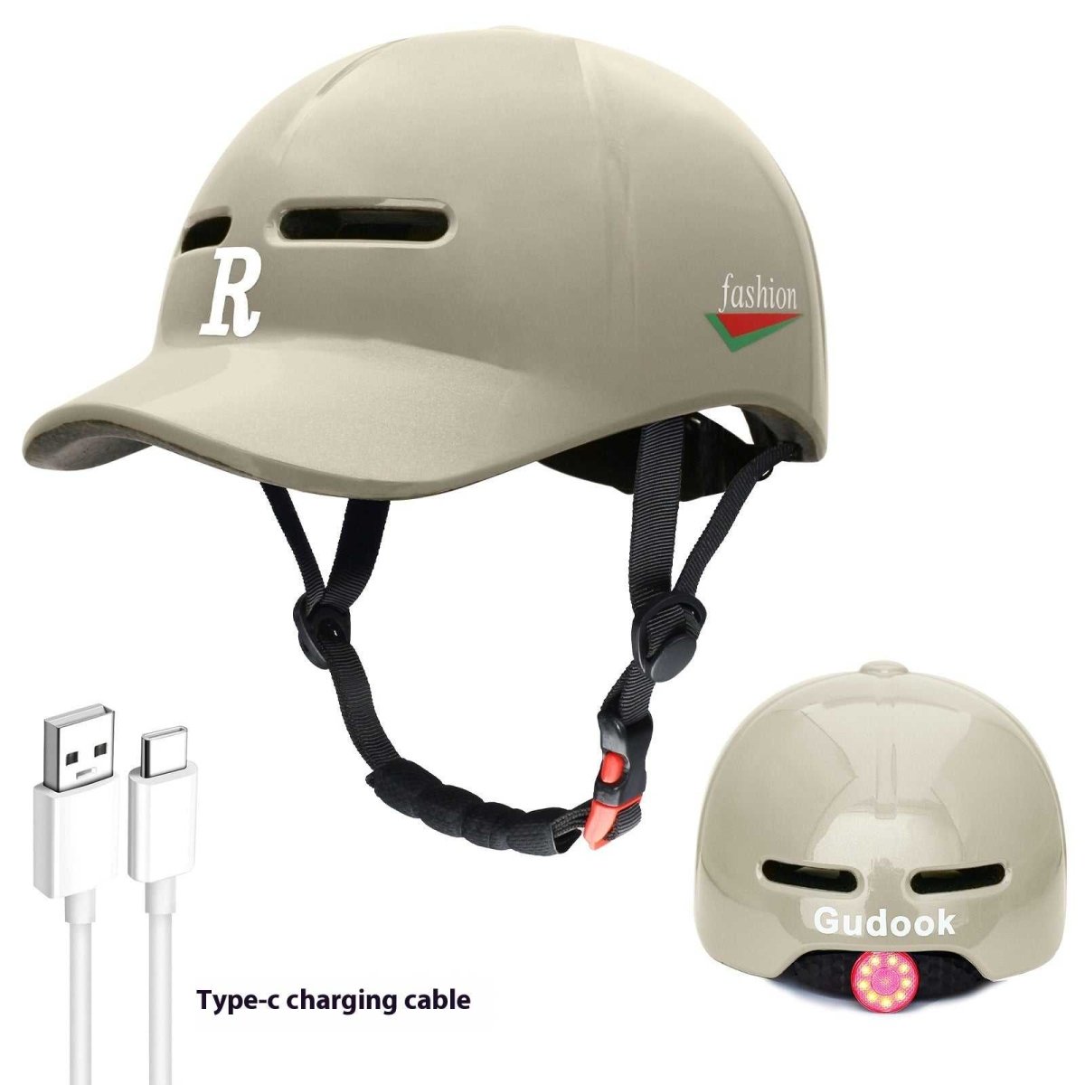 Duck Tongue Integrated Bicycle Riding Helmet Warning Light - Allen - Fitness