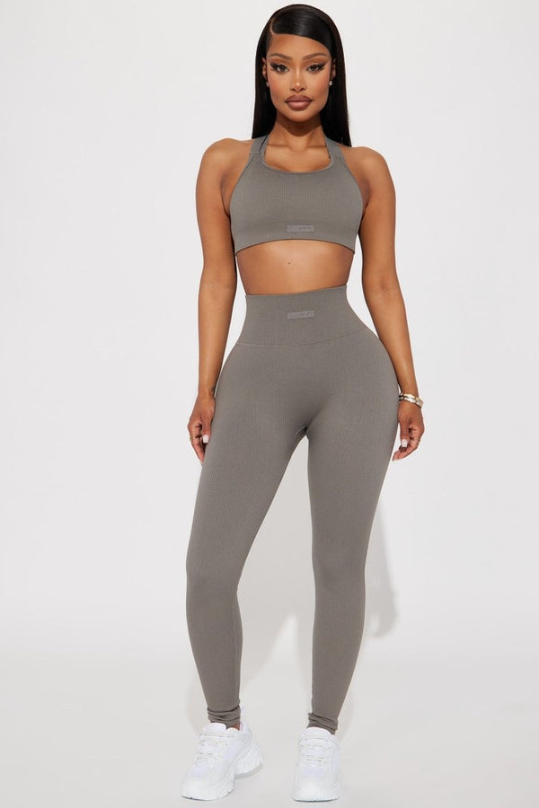 Fighter Ribbed Active Legging In Infinity Seamless - Charcoal - Premium Fitness & Activewear for Men & Women|UK