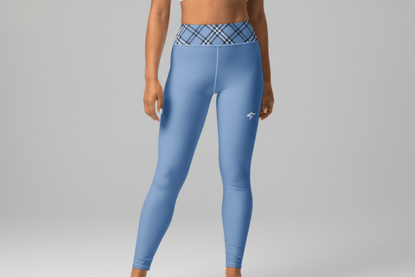 GymBum UK Highland Check Yoga Leggings - Blue