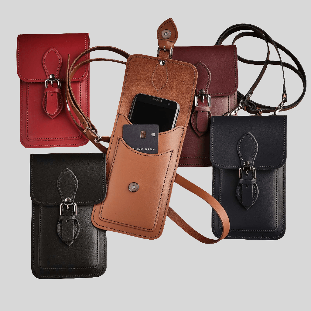 Handmade Leather Mobile Phone Pouch Plus - Magenta - Allen - Fitness