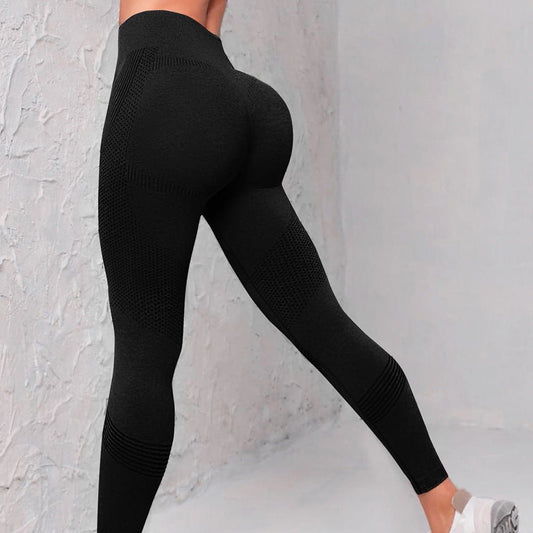 High Waist Seamless Yoga Pants - Women's Solid Color & Dot Striped Print Butt Lifting Leggings - Allen - Fitness