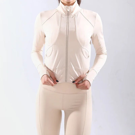 Women's 3-Piece Fitness Sports Bra Leggings Jacket Set - Customizable Yoga Activewear.