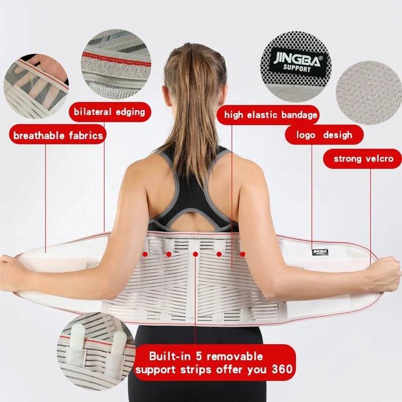 JINGBA Breathable Back Support Waist Trainer Lumbar Support for Men & Women - Allen - Fitness