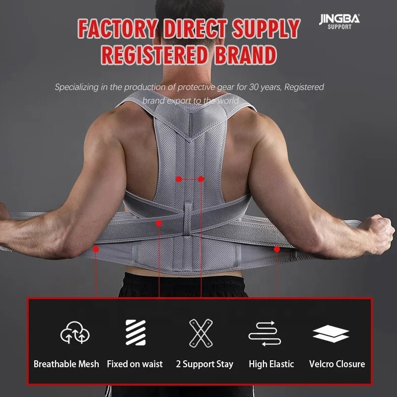 JINGBA Corrector Back Brace for Men and Women Straightener for Spine Support - Allen - Fitness
