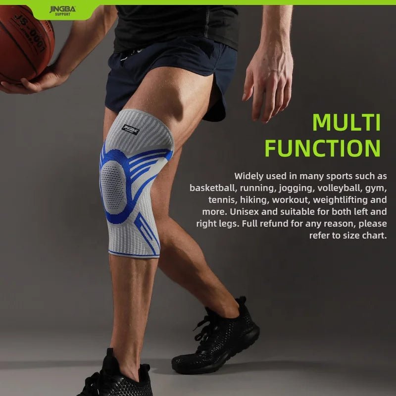JINGBA Unisex Knee Support Compression Sleeve with Silicone for Running - Allen - Fitness