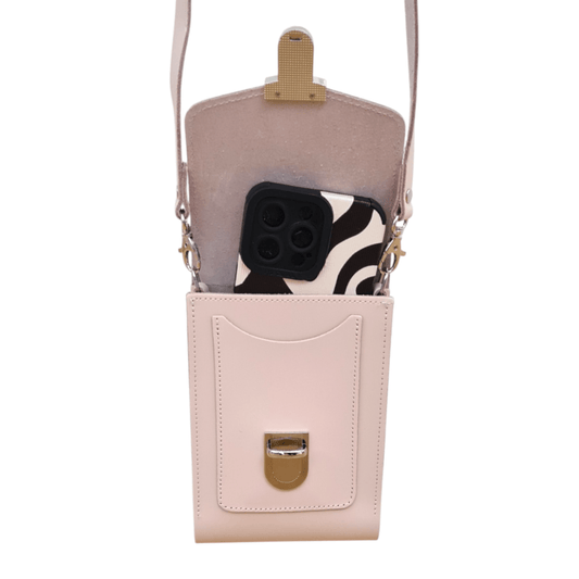 Leather Push Lock Crossbody Phone Case - Cherry Blossom - Allen - Fitness