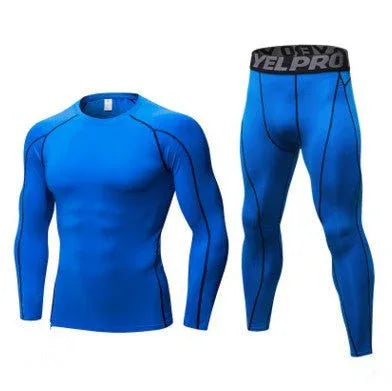 Men's Compression Running Suit Set - Long-sleeve Shirt & Pants for Fitness Training Activewear - Allen-Fitness