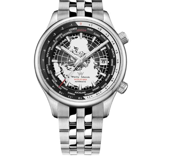 Mens Fully Automatic Mechanical Watch with 100m Water Resistance, Blue & Black Dial Options