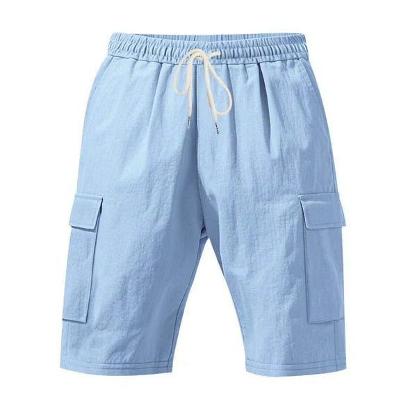 Men's Linen Casual Shorts - Air-Permeable, Multi-Pocket, Loose Fit Beachwear for Summer