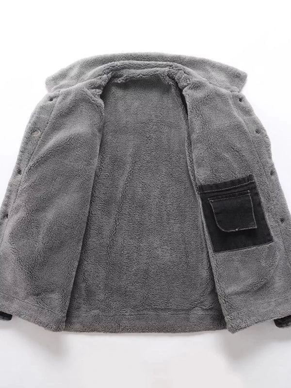 Men's Plus Size Jacket Button Up Sherpa Lined Denim Jacket