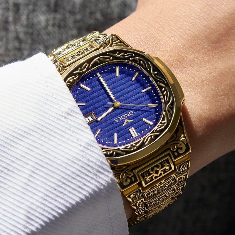 Men's Retro Watch ONOLA 3808 Waterproof Quartz with Steel Strip and Custom Muslim Azan Feature - Allen - Fitness