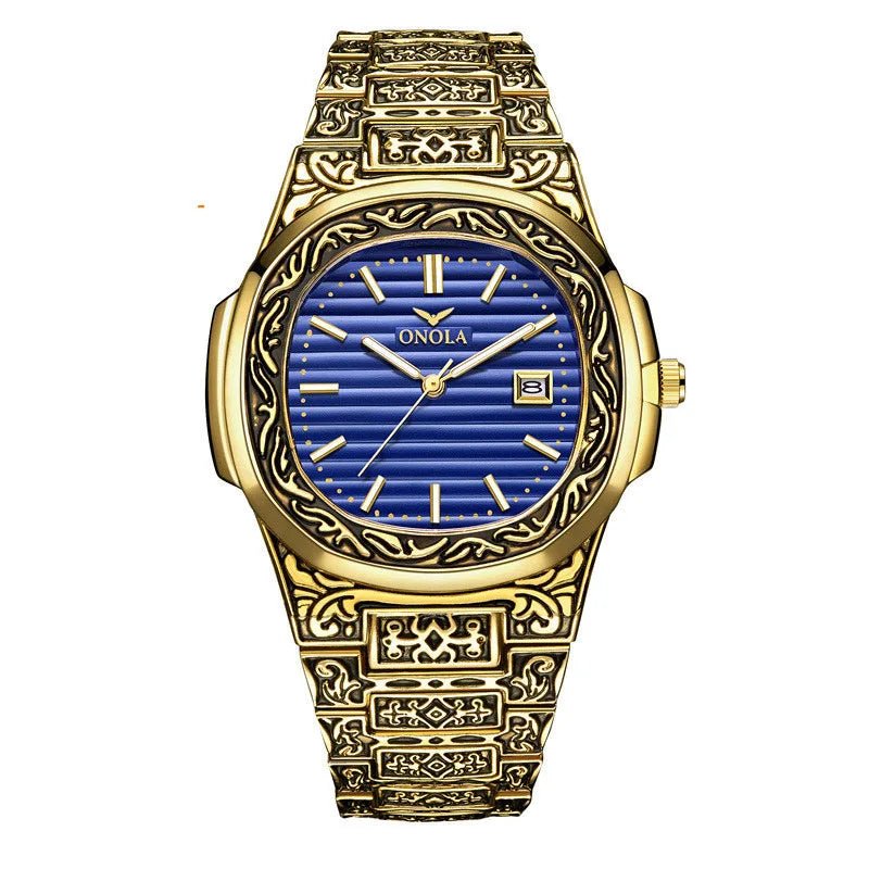 Men's Retro Watch ONOLA 3808 Waterproof Quartz with Steel Strip and Custom Muslim Azan Feature - Allen - Fitness