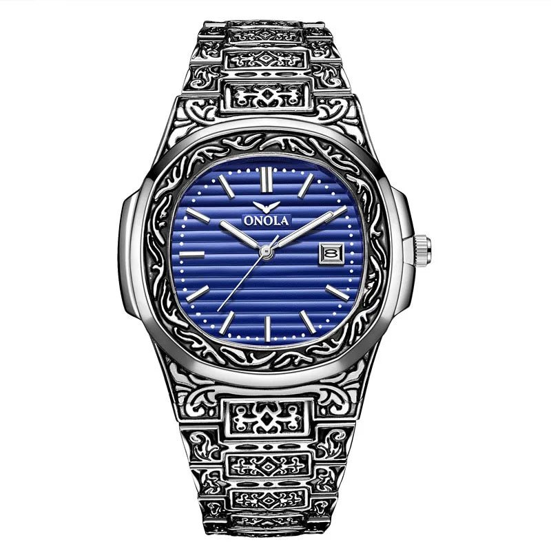 Men's Retro Watch ONOLA 3808 Waterproof Quartz with Steel Strip and Custom Muslim Azan Feature - Allen - Fitness