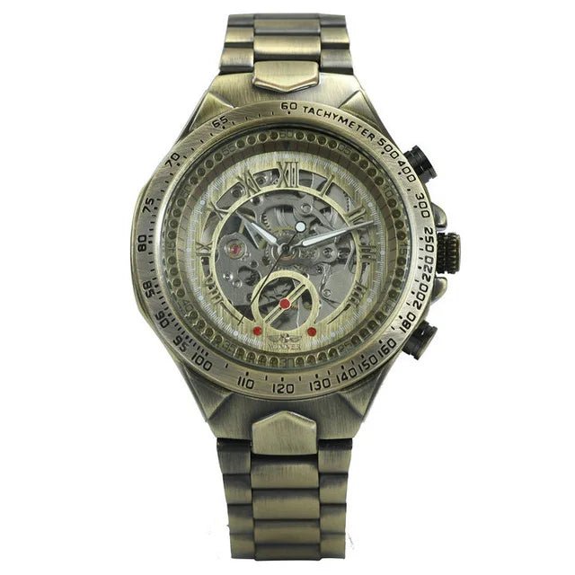 Men's Skeleton Wrist Watch Automatic Mechanical Display Retro Style Winner 432 Black Alloy - Allen - Fitness