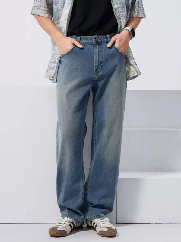 Men's Vintage Wash Loose Fit Jeans - Premium Fitness & Activewear for Men & Women|UK
