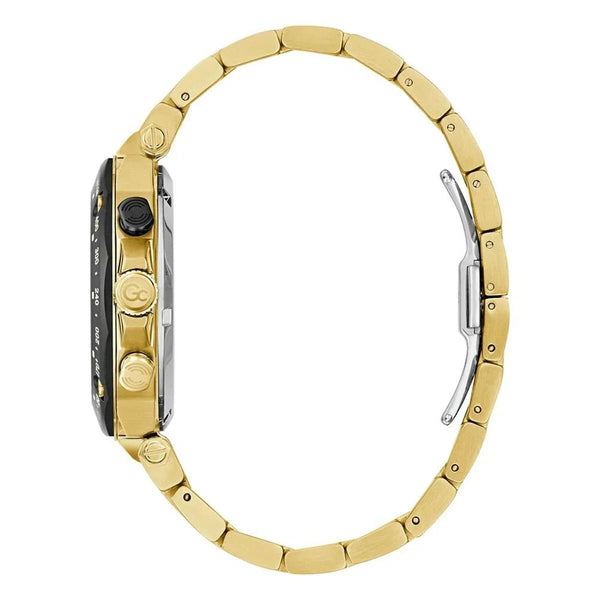 Men's Watch GC Watches Ø 45 mm - Stylish Black Dial, Golden Stainless Steel Bracelet, Quartz Movement