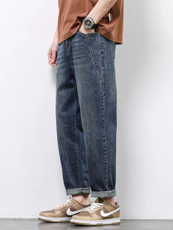 Cotton Men's Jeans with Wide Leg Design