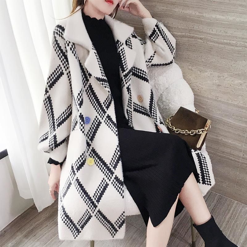 Women's Faux Mink Coat - Mid-Length, Soft Polyester, Available in 4 Colors, Sizes S-3XL.