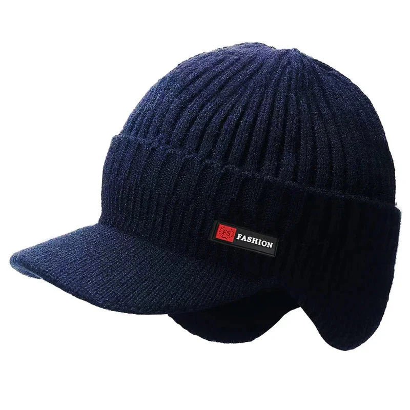 New Winter Men'S Hat – Outdoor Ear Protection Warm Knitted Cap with Windproof Visor, Thick Bicycle Scarf Cap for Men - Allen - Fitness