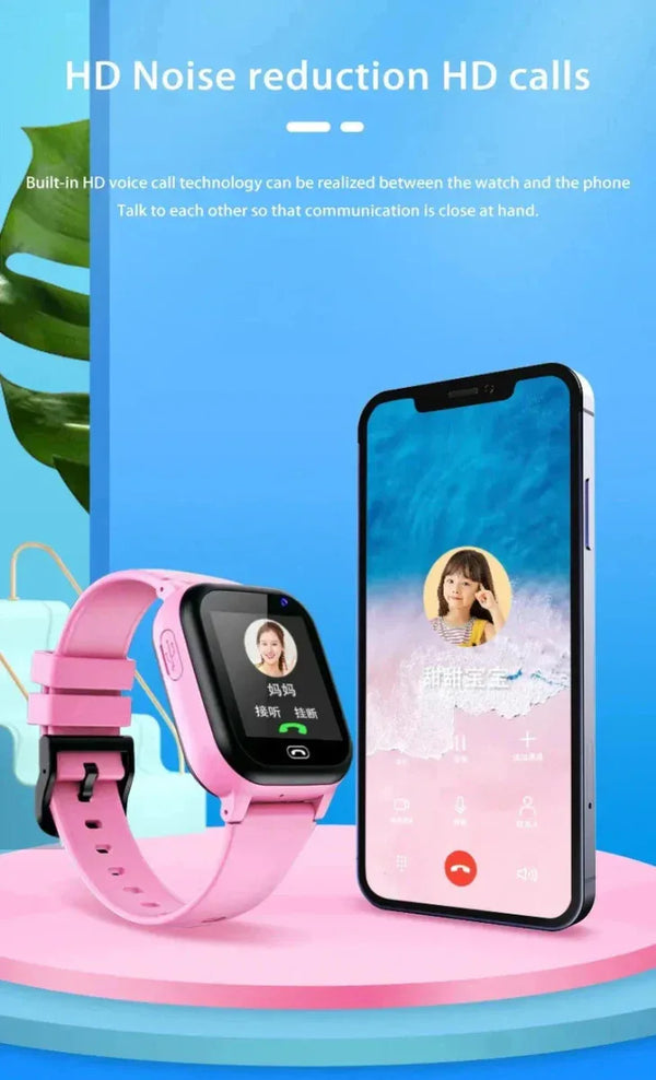 NNEOBA Child Safety Smart Watch Pink with GPS Tracking, SOS Alert, and HD Video Calling