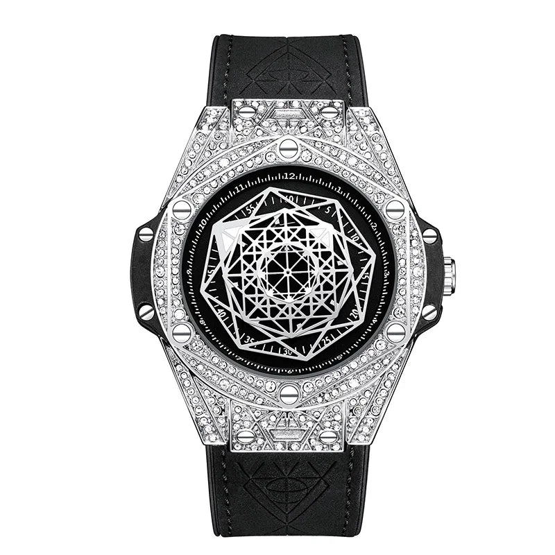 ONOLA Waterproof Sports Watch for Men - Quartz Diamond Clock with Leather Belt - Allen - Fitness