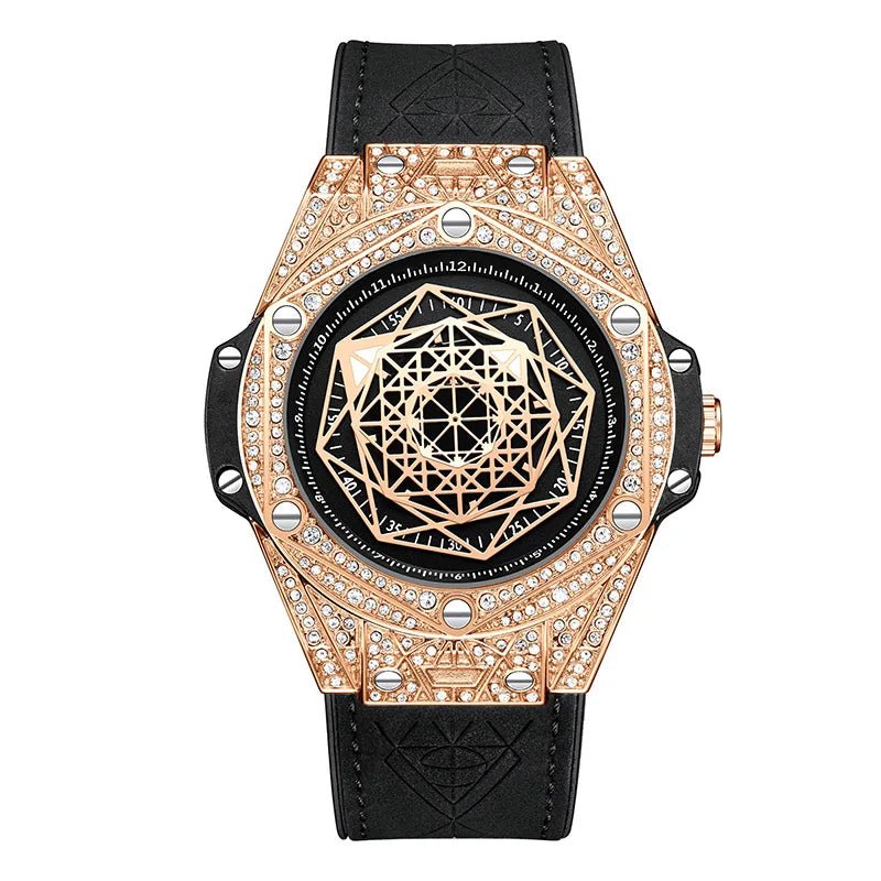 ONOLA Waterproof Sports Watch for Men - Quartz Diamond Clock with Leather Belt - Allen - Fitness