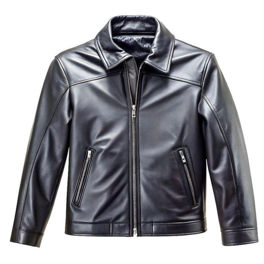 Premium Classic Black Leather Jacket For Men - Soft Sheep Leather, Durable Design, Timeless Style - Allen - Fitness