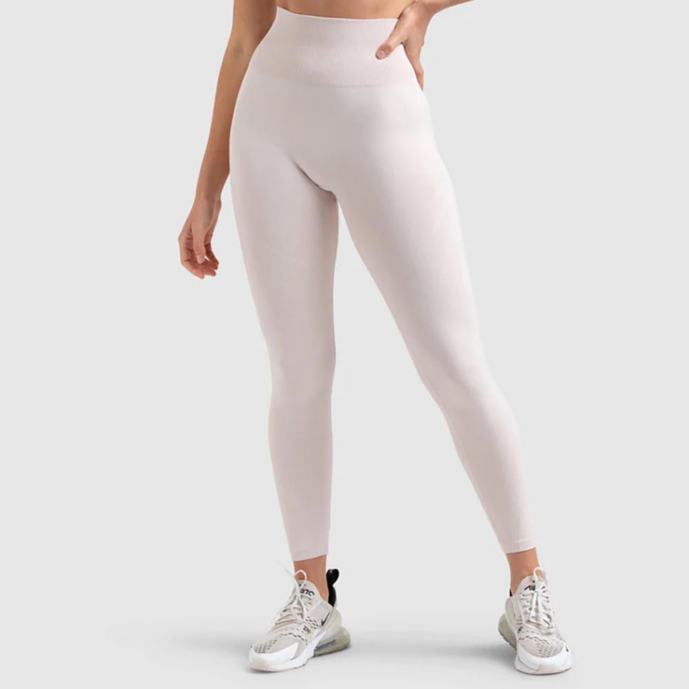 Seamless Sports Bra Set with Peach Hip Trousers – Super Stretch Long Sleeve Yoga Outfit S, M, L - Allen - Fitness